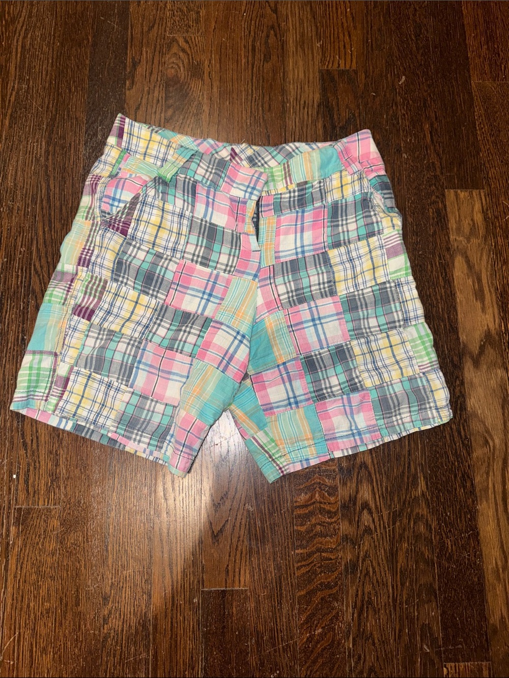 Larry Levine Pastel Madras Plaid Patchwork Shorts size 10